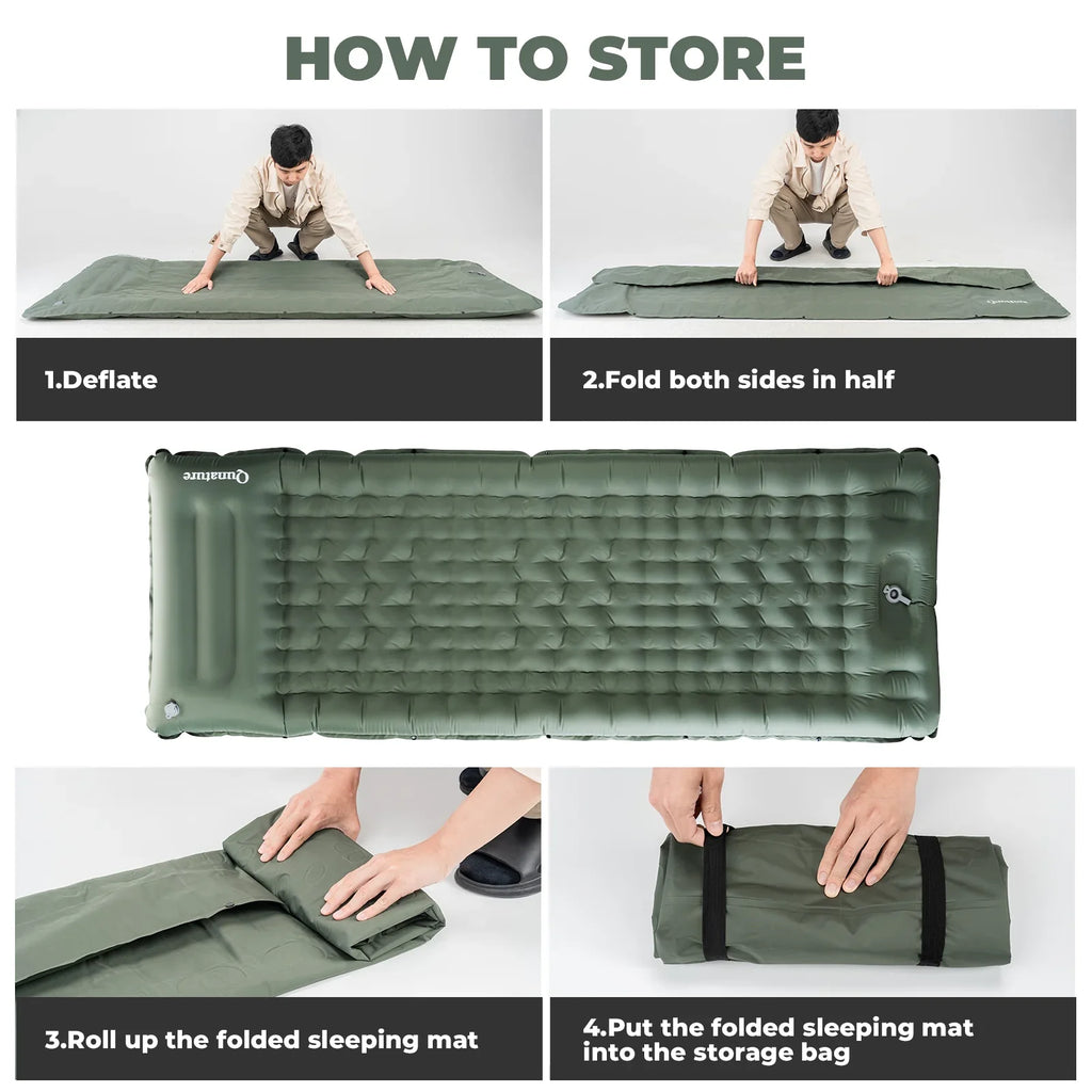 Ultralight Inflatable Sleeping Pad with Built-in Pillow