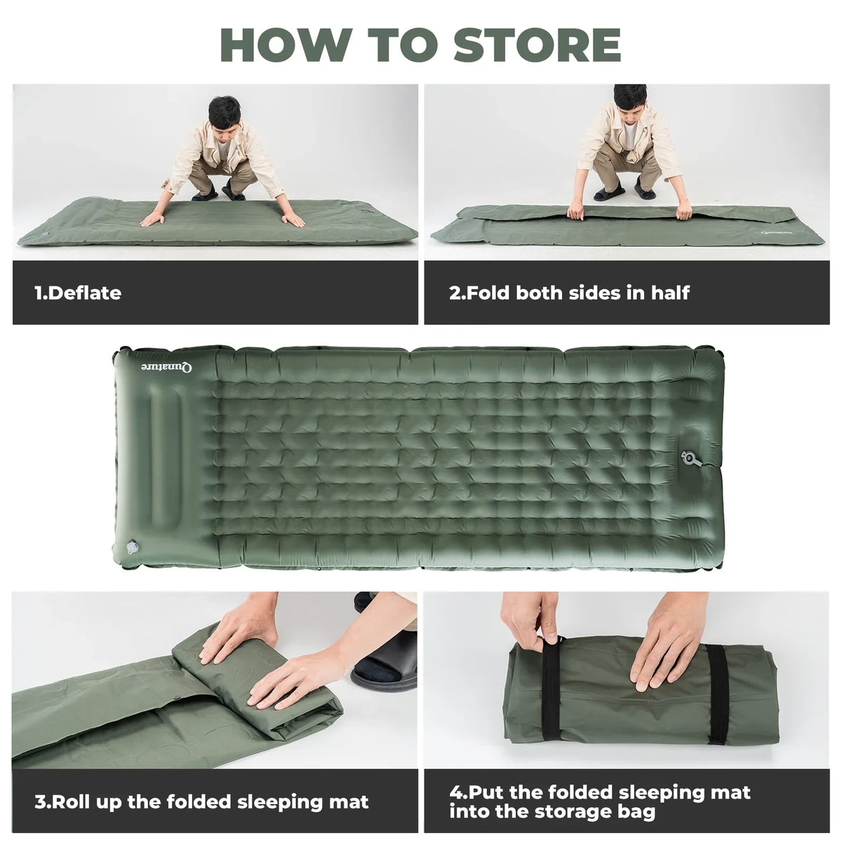 Ultralight Inflatable Sleeping Pad with Built-in Pillow