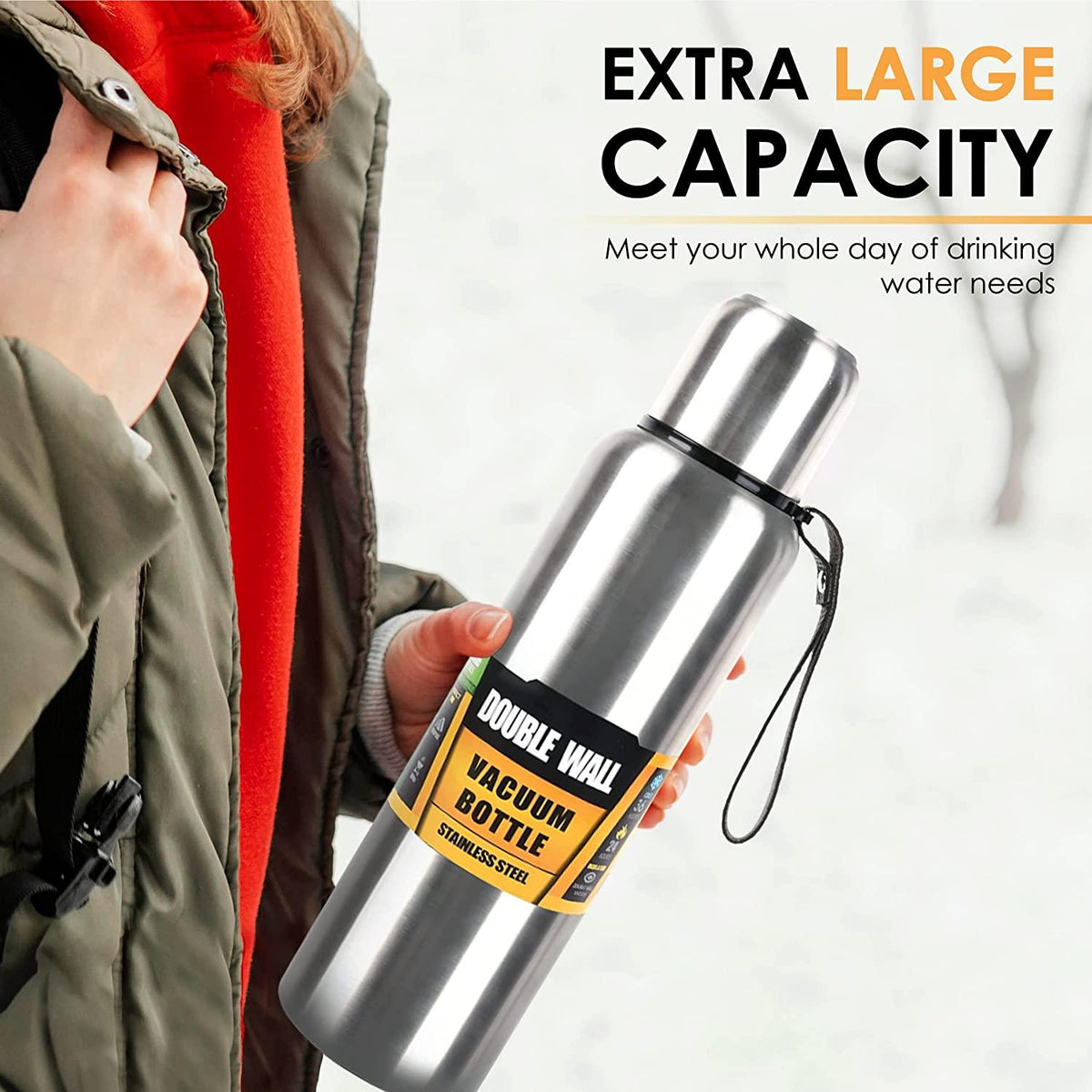 1.5L Insulated Stainless Steel Water Bottle — Wide Mouth
