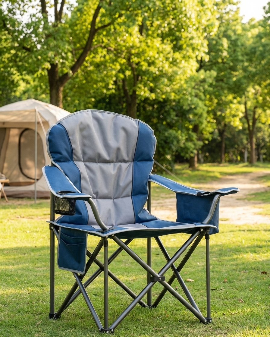 Heavy-Duty 500 lb Folding Camp Chair with Cooler Bag
