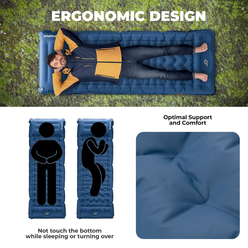 Ultralight Inflatable Sleeping Pad with Built-in Pillow