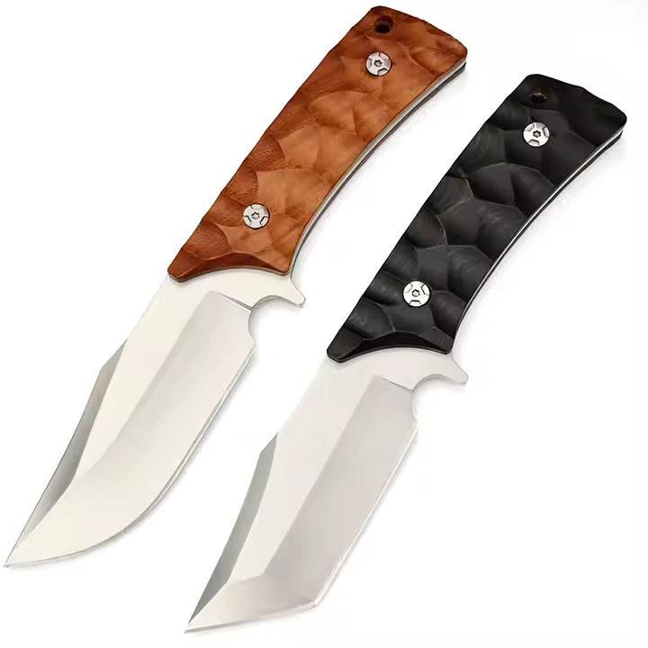 D2 Steel Fixed Blade Hunting Knife with Leather Sheath
