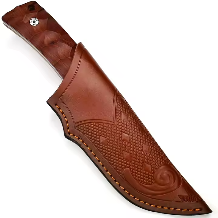 D2 Steel Fixed Blade Hunting Knife with Leather Sheath