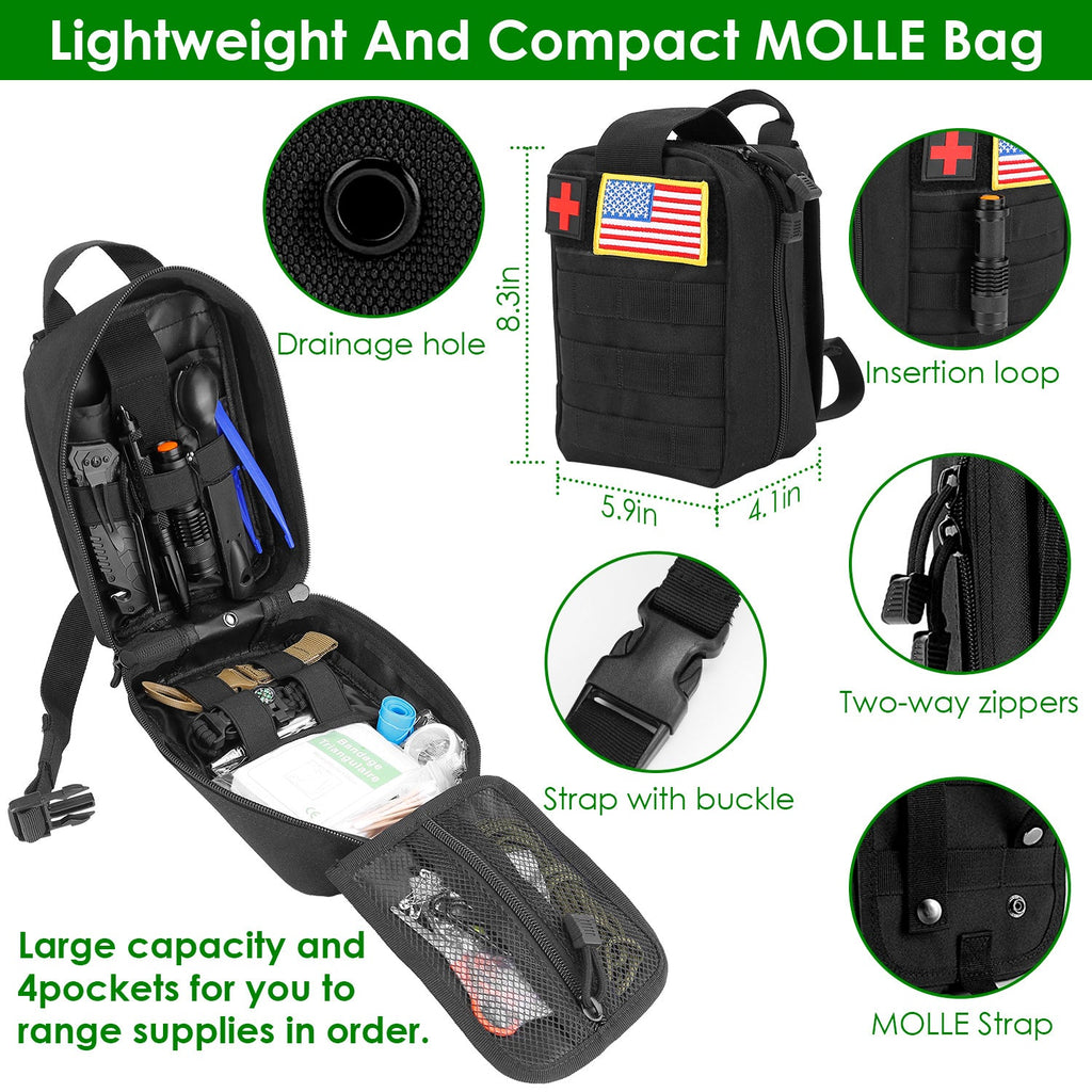 47-Piece Emergency Survival Kit with First Aid & Pouch