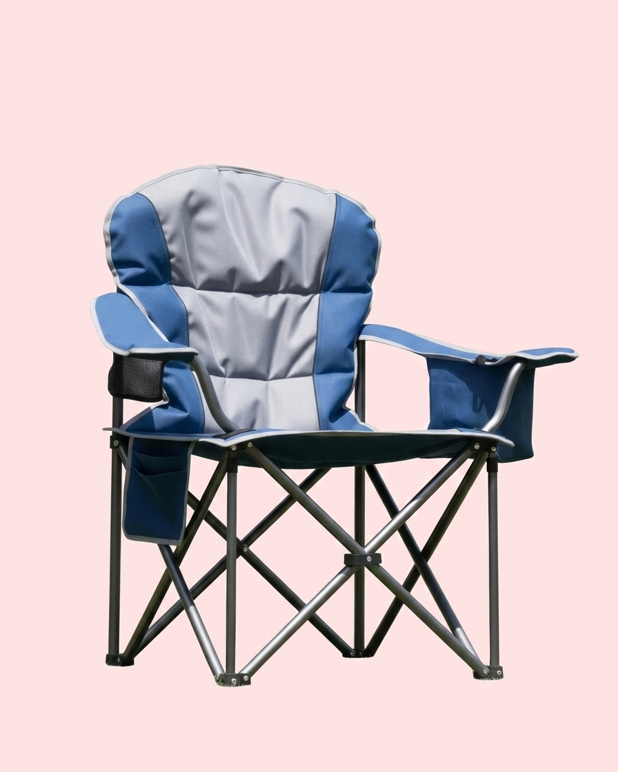 Heavy-Duty 500 lb Folding Camp Chair with Cooler Bag