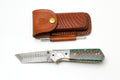 Titan Damascus Tanto Folding Knife with Sharpening Rod (TF-123)