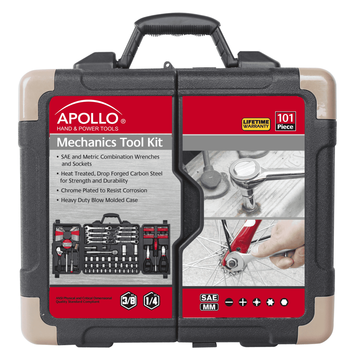 Apollo 101-Piece Mechanic Tool Set for Car, Truck & Roadside Repairs