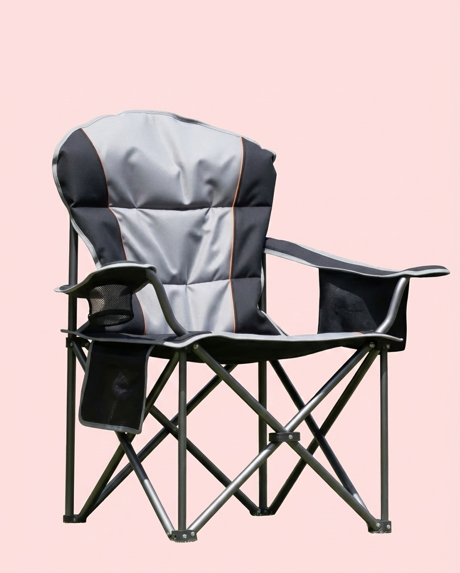 Heavy-Duty 500 lb Folding Camp Chair with Cooler Bag