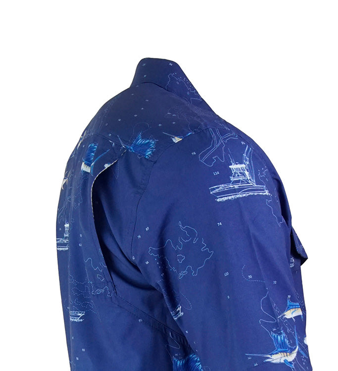 Hook & Tackle Men's Marine Charts UV Vented Fishing Shirt