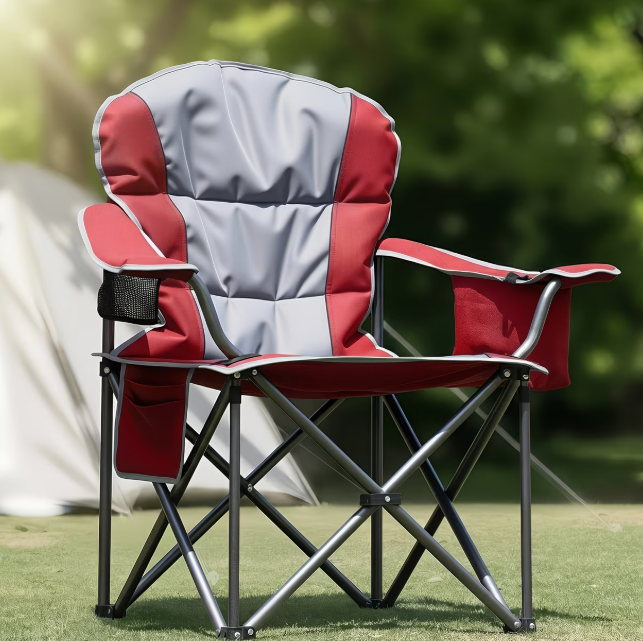 Heavy-Duty 500 lb Folding Camp Chair with Cooler Bag