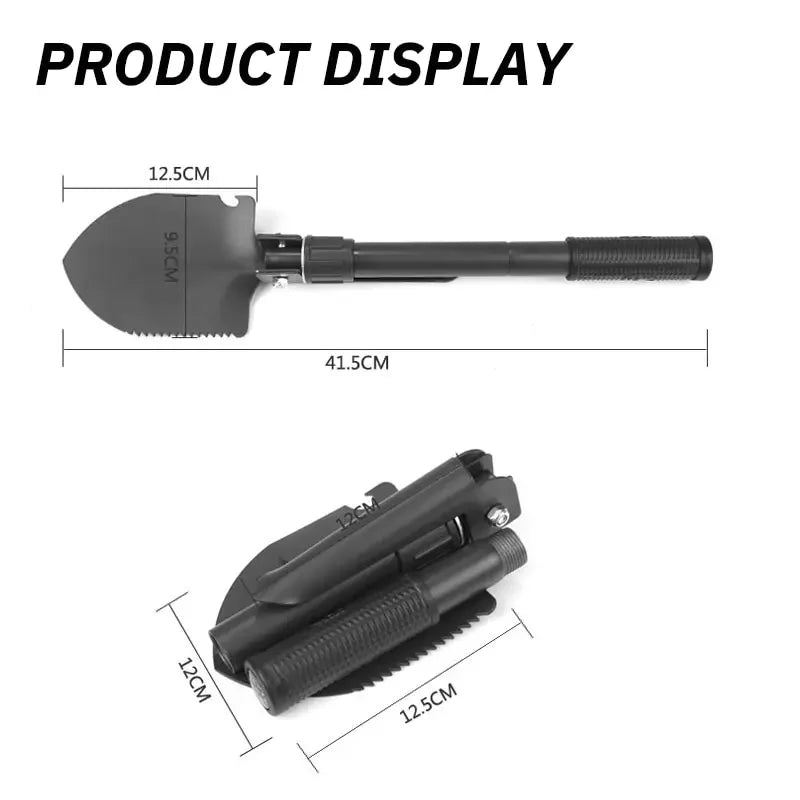 6-in-1 Folding Survival Shovel – Multitool Camping Shovel with Pick and Saw
