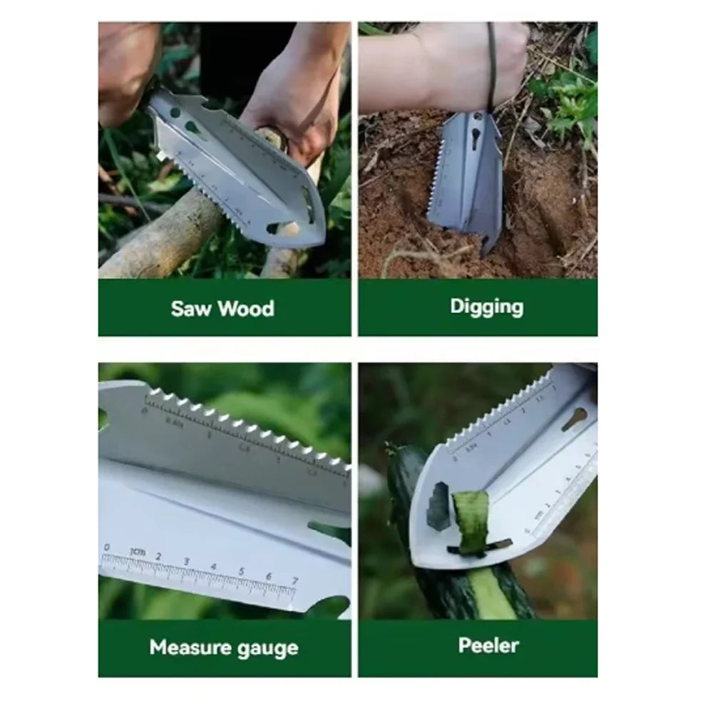 6-in-1 Folding Survival Shovel – Multitool Camping Shovel with Pick and Saw