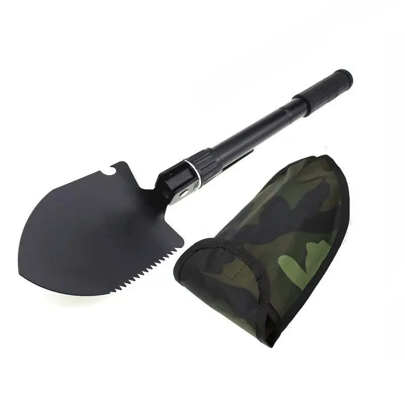 6-in-1 Folding Survival Shovel – Multitool Camping Shovel with Pick and Saw