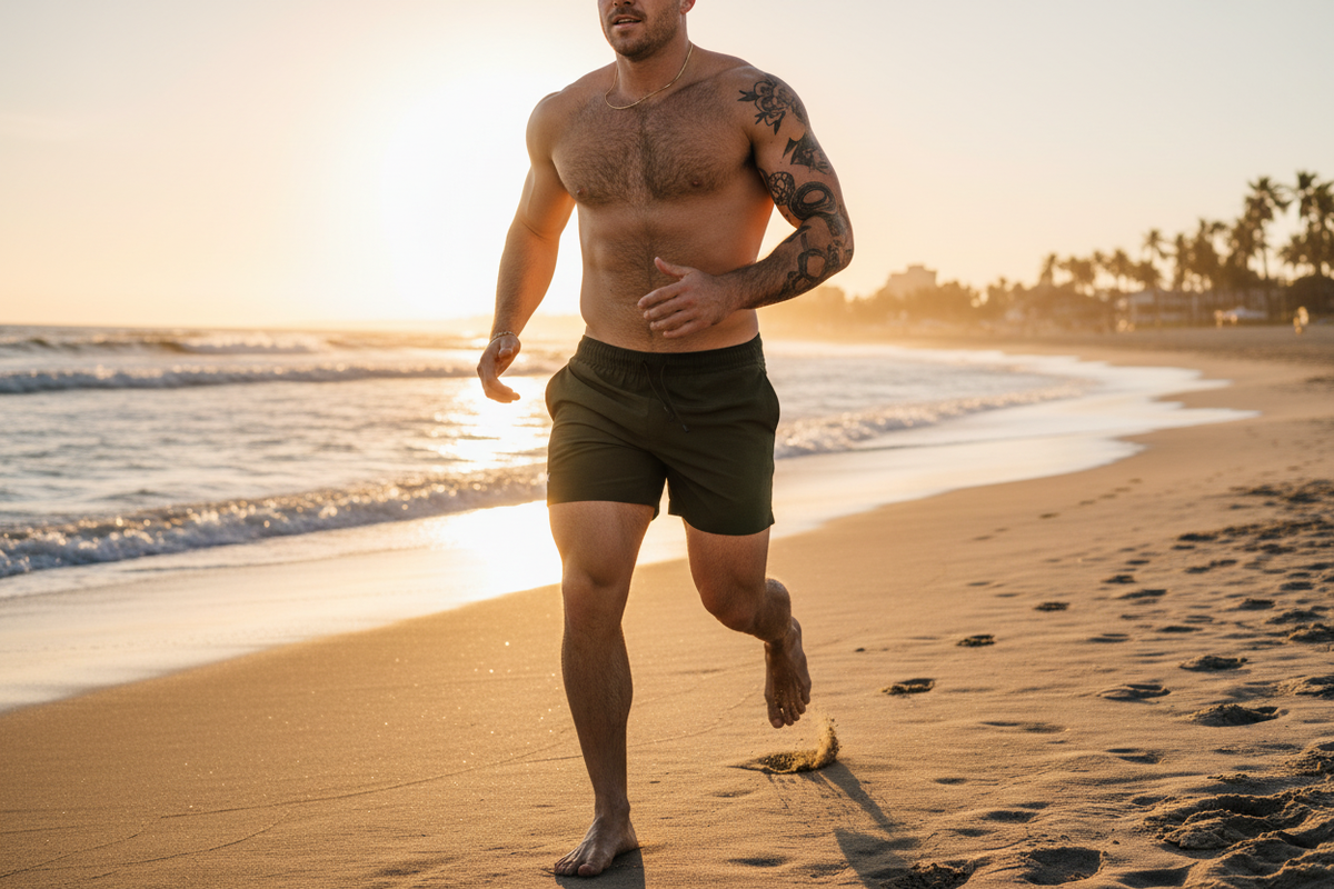 Beach run lifestyle shot