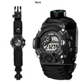 Paracord Survival Bracelet Watch with Compass, Whistle & Fire Starter