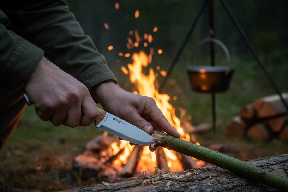 Campfire whittling shot