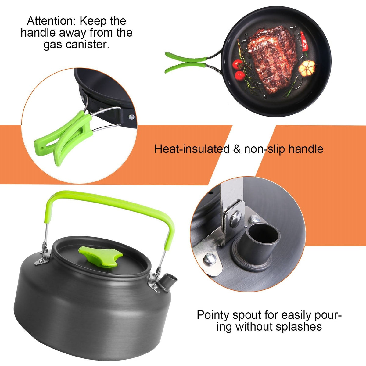 16-Piece Camp Cookware Set with Kettle, Bowls & Utensils