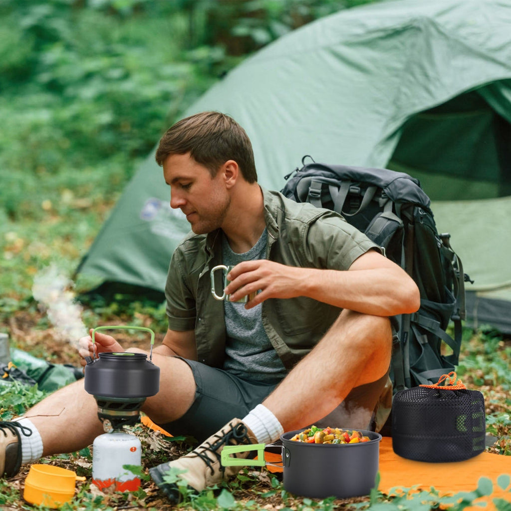 16-Piece Camp Cookware Set with Kettle, Bowls & Utensils