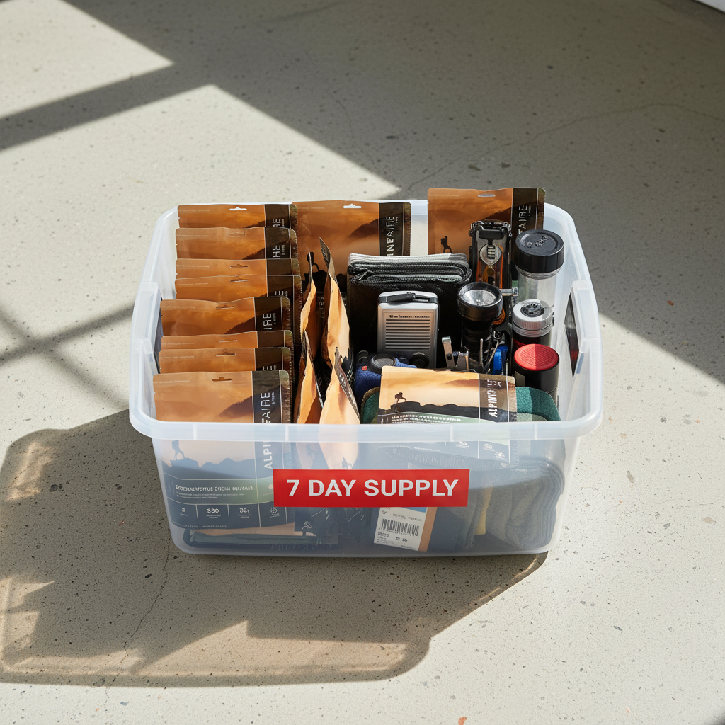 Emergency storage bin shot