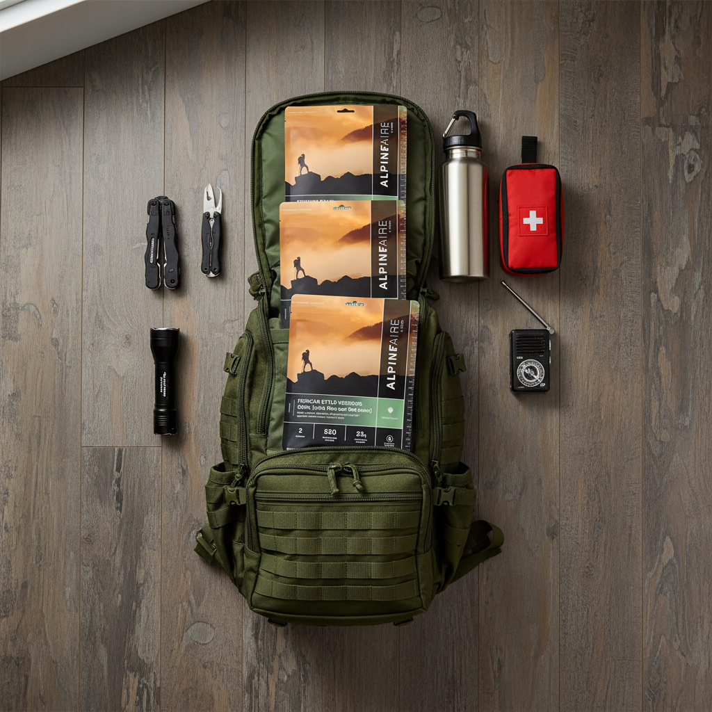 Go-bag flat lay