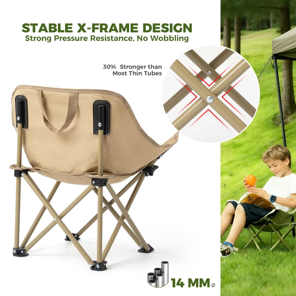 Folding Carbon Steel Camping Chair — Adult & Kids Sizes