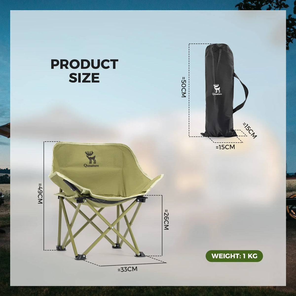 Folding Carbon Steel Camping Chair — Adult & Kids Sizes