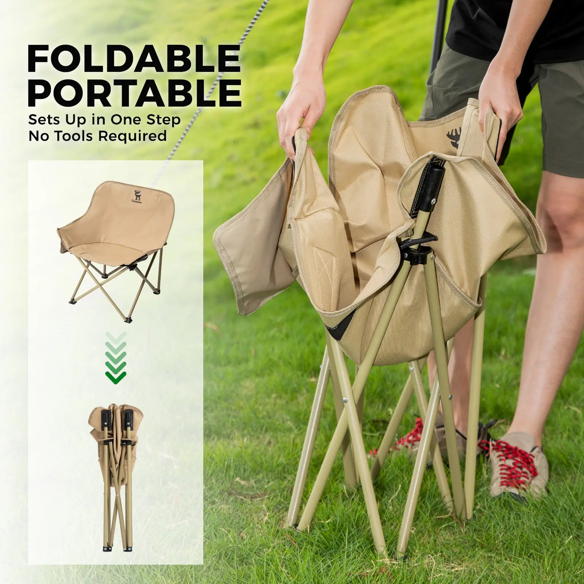 Folding Carbon Steel Camping Chair — Adult & Kids Sizes