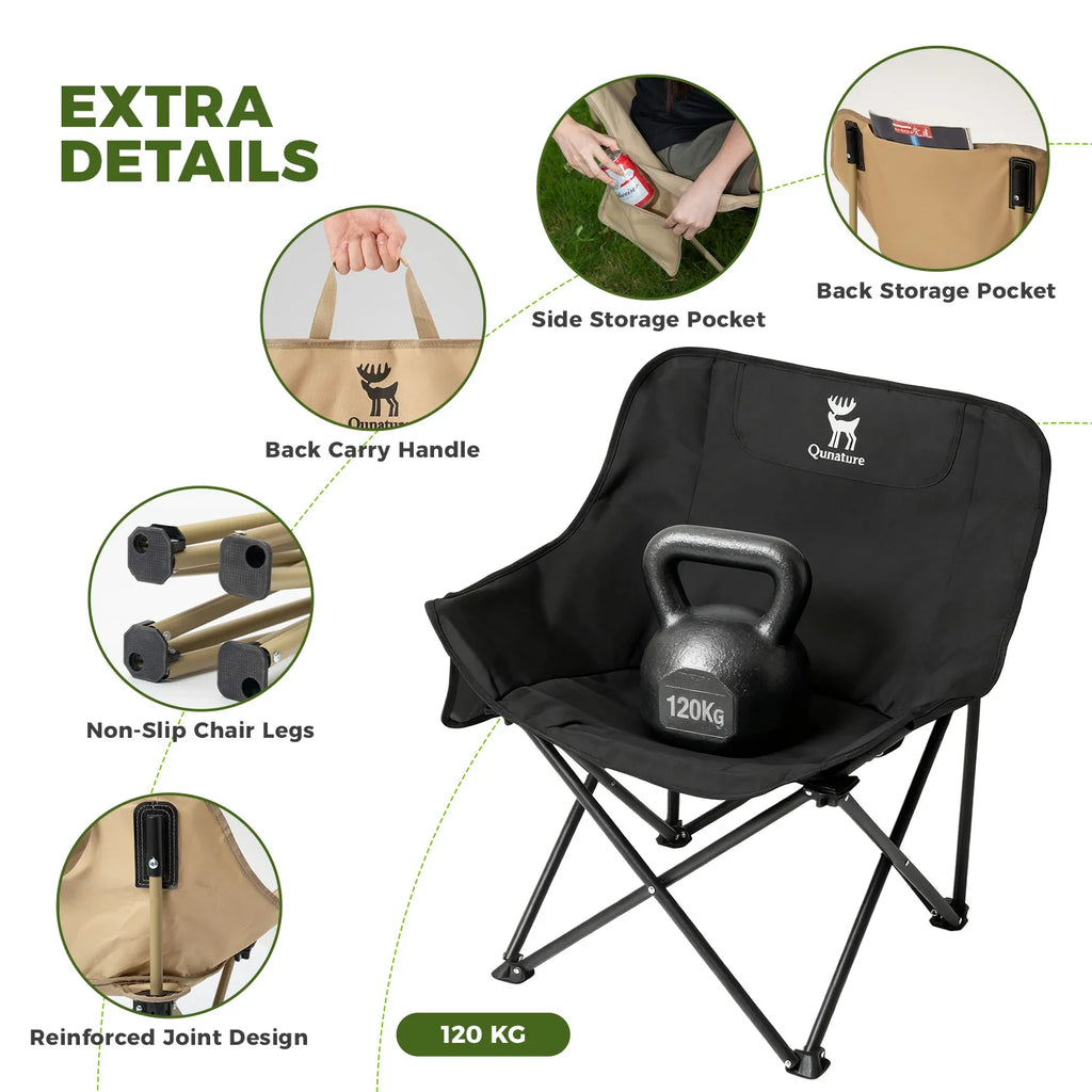 Folding Carbon Steel Camping Chair — Adult & Kids Sizes