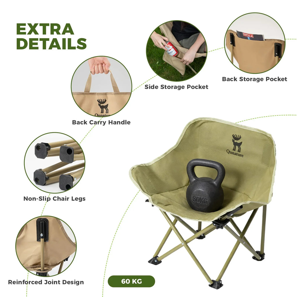 Folding Carbon Steel Camping Chair — Adult & Kids Sizes