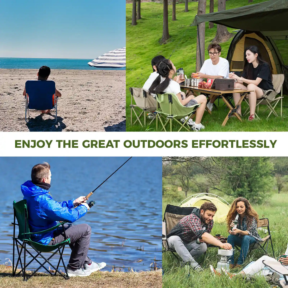 Folding Carbon Steel Camping Chair — Adult & Kids Sizes