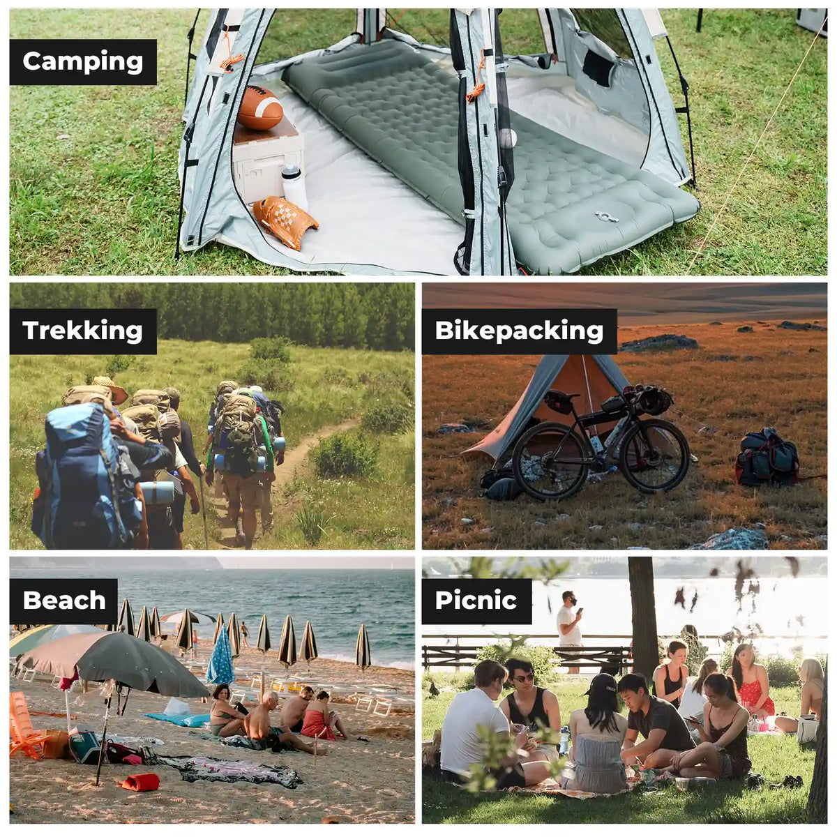 Ultralight Inflatable Sleeping Pad with Built-in Pillow