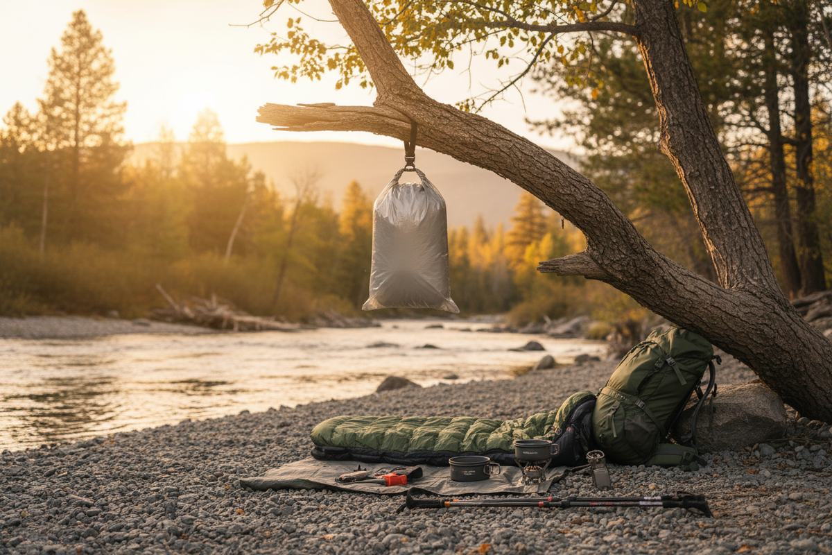 Riverside campsite lifestyle shot