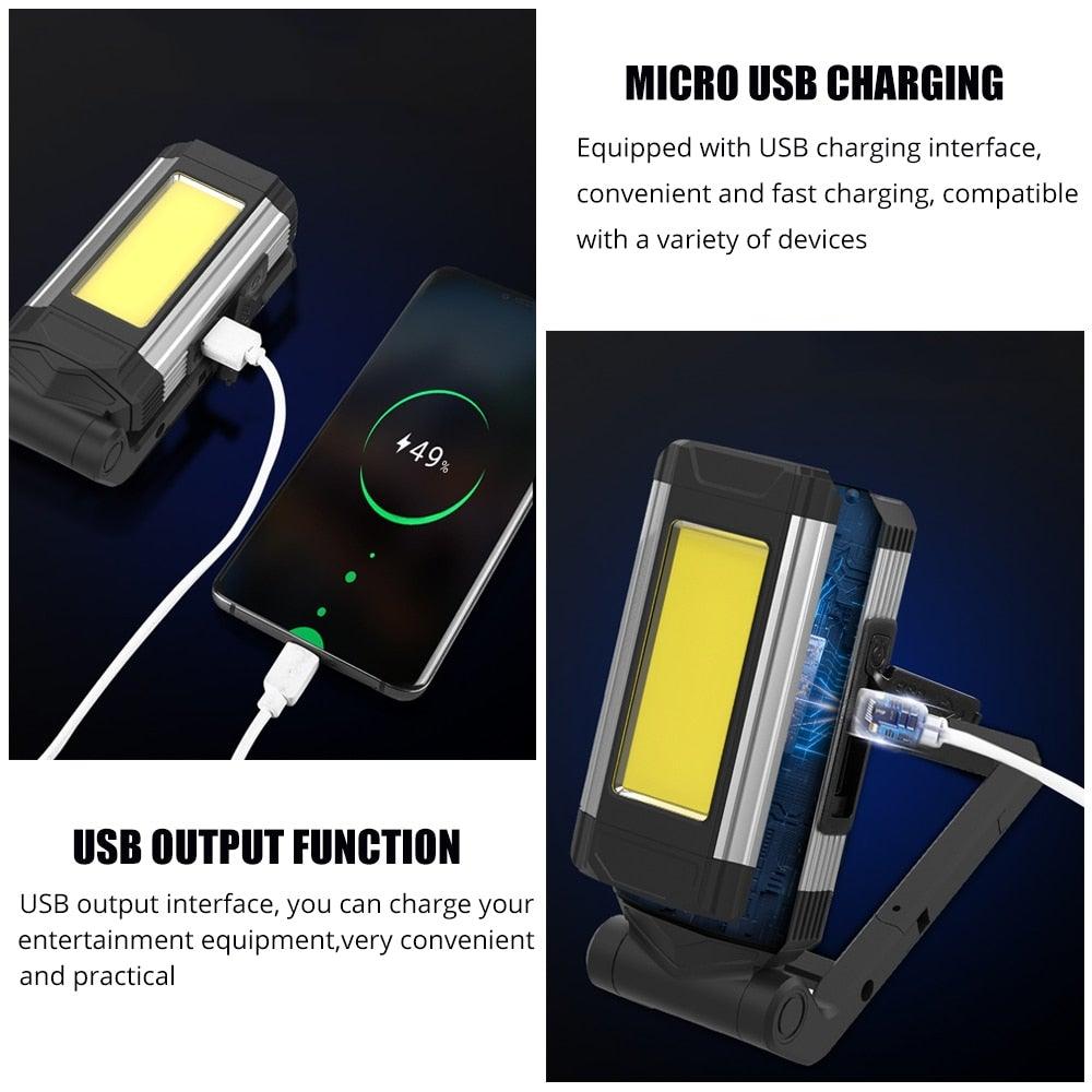 Rechargeable magnetic LED work light with hook